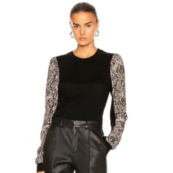 Veronica Beard Sweaters - VERONICA BEARD Adler Mixed Media Sweater Merino Wool & Silk Black